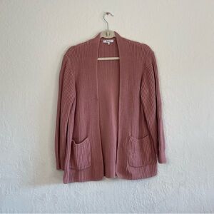 Madewell Pink Ribbed Open-Front Cardigan